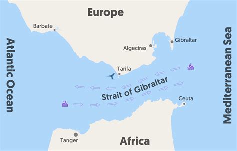 Strait of Gibraltar on map